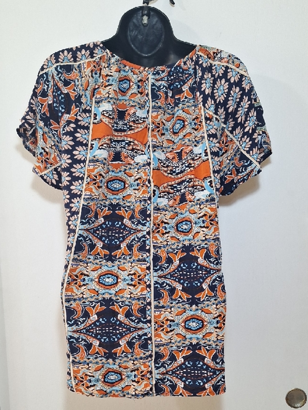 Boho Floral Paisley Tie-Neck Women’s Top - Picture 2 of 9